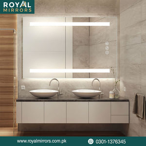 rectangular bathroom luxury touch led mirrors with warm light, Modern backlit customized backlit led mirrors