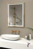 Framed LED Bathroom Rectangle Mirror  Backlit Lighted Vanity Mirror Home Decor with Dimmable Touch Button & Anti-Fog(Optional/On Demand) Function Makeup Mirror with Light, Wall Mounted Smart Shaving Mirror with multi light option