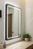 Framed LED Bathroom Rectangle Mirror  Backlit Lighted Vanity Mirror Home Decor with Dimmable Touch Button & Anti-Fog(Optional/On Demand) Function Makeup Mirror with Light, Wall Mounted Smart Shaving Mirror with multi light option