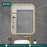 Framed LED Bathroom Rectangle Mirror  Backlit Lighted Vanity Mirror Home Decor with Dimmable Touch Button & Anti-Fog(Optional/On Demand) Function Makeup Mirror with Light, Wall Mounted Smart Shaving Mirror with multi light option