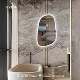 Irregular Led Lighted Mirror for Bathroom, Asymmetrical Vanity Mirror with Lights, Washbasin Backlit Led Illuminated Wall Mirror, LED Mirrors, Bathroom Mirror