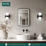 Framed LED Bathroom Rectangle Mirror  Backlit Lighted Vanity Mirror Home Decor with Dimmable Touch Button & Anti-Fog(Optional/On Demand) Function Makeup Mirror with Light, Wall Mounted Smart Shaving Mirror with multi light option