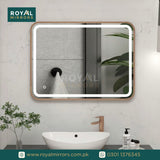 Framed LED Bathroom Rectangle Mirror Front lit Lighted Vanity Mirror Home Décor with Dimmable Touch Button & Anti-Fog(Optional/On Demand) Function Makeup Mirror with Light, Wall Mounted Smart Shaving Mirror with multi light option