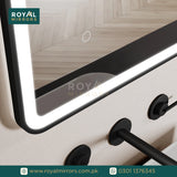 Framed LED Bathroom Rectangle Mirror  Backlit Lighted Vanity Mirror Home Decor with Dimmable Touch Button & Anti-Fog(Optional/On Demand) Function Makeup Mirror with Light, Wall Mounted Smart Shaving Mirror with multi light option