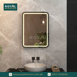Framed LED Bathroom Rectangle Mirror Front lit Lighted Vanity Mirror Home Décor with Dimmable Touch Button & Anti-Fog(Optional/On Demand) Function Makeup Mirror with Light, Wall Mounted Smart Shaving Mirror with multi light option