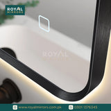 Framed LED Bathroom Rectangle Mirror  Backlit Lighted Vanity Mirror Home Decor with Dimmable Touch Button & Anti-Fog(Optional/On Demand) Function Makeup Mirror with Light, Wall Mounted Smart Shaving Mirror with multi light option