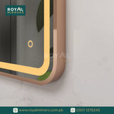 Framed LED Bathroom Rectangle Mirror Front lit Lighted Vanity Mirror Home Décor with Dimmable Touch Button & Anti-Fog(Optional/On Demand) Function Makeup Mirror with Light, Wall Mounted Smart Shaving Mirror with multi light option