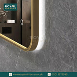 Framed LED Bathroom Rectangle Mirror  Backlit Lighted Vanity Mirror Home Decor with Dimmable Touch Button & Anti-Fog(Optional/On Demand) Function Makeup Mirror with Light, Wall Mounted Smart Shaving Mirror with multi light option