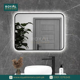 Framed LED Bathroom Rectangle Mirror  Backlit Lighted Vanity Mirror Home Decor with Dimmable Touch Button & Anti-Fog(Optional/On Demand) Function Makeup Mirror with Light, Wall Mounted Smart Shaving Mirror with multi light option