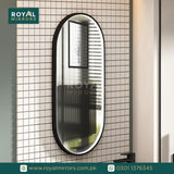 Framed LED Bathroom Oval Mirror Front lit Lighted Vanity Mirror Home Décor with Dimmable Touch Button & Anti-Fog(Optional/On Demand) Function Makeup Mirror with Light, Wall Mounted Smart Shaving Mirror with multi light option