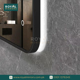 Framed LED Bathroom Rectangle Mirror  Backlit Lighted Vanity Mirror Home Decor with Dimmable Touch Button & Anti-Fog(Optional/On Demand) Function Makeup Mirror with Light, Wall Mounted Smart Shaving Mirror with multi light option