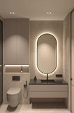 Framed LED Bathroom Rectangle Mirror  Backlit Lighted Vanity Mirror Home Decor with Dimmable Touch Button & Anti-Fog(Optional/On Demand) Function Makeup Mirror with Light, Wall Mounted Smart Shaving Mirror with multi light option