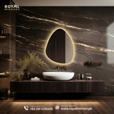 Irregular Led Lighted Mirror for Bathroom, Asymmetrical Vanity Mirror with Lights, Washbasin Backlit Led Illuminated Wall Mirror, LED Mirrors, Bathroom Mirror