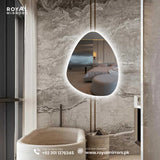 Irregular Led Lighted Mirror for Bathroom, Asymmetrical Vanity Mirror with Lights, Washbasin Backlit Led Illuminated Wall Mirror, LED Mirrors, Bathroom Mirror