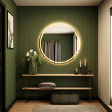 Smart Round Touch LED Mirror with Light Illuminated Wall Mounted Vanity Mirror with Dimmer Touch Switch Mirror, Waterproof Circle Lighted Vanity Mirror