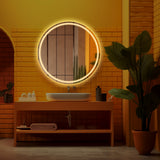 Smart Round Touch LED Mirror with Light Illuminated Wall Mounted Vanity Mirror with Dimmer Touch Switch Mirror, Waterproof Circle Lighted Vanity Mirror