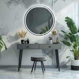 Smart Round Touch LED Mirror with Light Illuminated Wall Mounted Vanity Mirror with Dimmer Touch Switch Mirror, Waterproof Circle Lighted Vanity Mirror