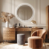 Smart Round Touch LED Mirror with Light Illuminated Wall Mounted Vanity Mirror with Dimmer Touch Switch Mirror, Waterproof Circle Lighted Vanity Mirror