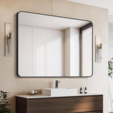 Framed Mirror without Light Chinese Imported Brush Finished Aluminum Profile Wall Mounted Bedroom Mirror  High Defemination Mirror Mirror Vanity
