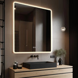 LED Bathroom Rectangle Mirror Front and Backlit Lighted Vanity Mirror Home Decor with Dimmable Touch Button & Anti-Fog Function Makeup Mirror with Light, Wall Mounted Smart Shaving Mirror with multi light option