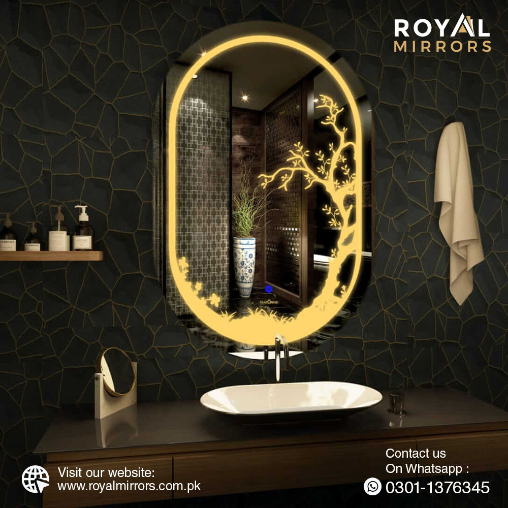oval backlit mirror bathroom, Oval Lighted Bathroom Mirrors,Oval illuminated Bathroom Mirrors, Semi Circle Half Moon Smart Touch LED Mirrors