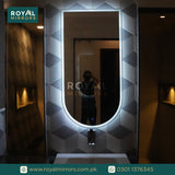 Modern LED Bathroom Rectangle Mirror Front and Backlit Lighted Vanity Mirror Home Decor with Dimmable Touch Button & Anti-Fog(Optional) Function Makeup Mirror with Light, Wall Mounted Smart Shaving Mirror with multi light option