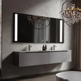 LED Bathroom Rectangle Mirror Front and Backlit Lighted Vanity Mirror Home Decor with Dimmable Touch Button & Anti-Fog(Optional) Function Makeup Mirror with Light, Wall Mounted Smart Shaving Mirror with multi light option