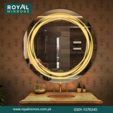 Smart Round Touch LED Mirror with Light Illuminated Wall Mounted Bathroom Mirror with Anti Fog & Dimmer Touch Switch Mirror, Waterproof Circle Lighted Vanity Mirror