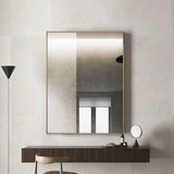 Framed Mirror without Light Chinese Imported Brush Finished Aluminum Profile Wall Mounted Bedroom Mirror  High Defemination Mirror Mirror Vanity