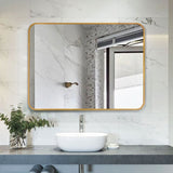 Framed Mirror without Light Chinese Imported Brush Finished Aluminum Profile Wall Mounted Bedroom Mirror  High Defemination Mirror Mirror Vanity