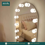 Hollywood Mirror with Bulb Tripple Lights, White & Golden Color Bulb & Brightness, Hollywood mirror for Makeup, Stylish mirror with Bulb, Mirror Lights Stick on for Makeup Table, Dressing Room Mirror