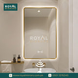 Framed LED Bathroom Rectangle Mirror  Backlit Lighted Vanity Mirror Home Decor with Dimmable Touch Button & Anti-Fog(Optional/On Demand) Function Makeup Mirror with Light, Wall Mounted Smart Shaving Mirror with multi light option