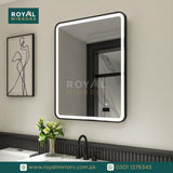 Framed LED Bathroom Rectangle Mirror  Backlit Lighted Vanity Mirror Home Decor with Dimmable Touch Button & Anti-Fog(Optional/On Demand) Function Makeup Mirror with Light, Wall Mounted Smart Shaving Mirror with multi light option