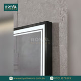 Framed LED Bathroom Rectangle Mirror  Backlit Lighted Vanity Mirror Home Decor with Dimmable Touch Button & Anti-Fog(Optional/On Demand) Function Makeup Mirror with Light, Wall Mounted Smart Shaving Mirror with multi light option