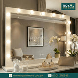Hollywood Mirror with Bulb Style Lights, Black & Golden Color Bulb & Brightness, Hollywood mirror for Makeup, Stylish mirror with Bulb, Mirror Lights Stick on for Makeup Table, Dressing Room Mirror