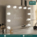 Hollywood Mirror with Bulb Style Lights, Black & Golden Color Bulb & Brightness, Hollywood mirror for Makeup, Stylish mirror with Bulb, Mirror Lights Stick on for Makeup Table, Dressing Room Mirror