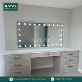 Hollywood Mirror with Bulb Style Lights, Black & Golden Color Bulb & Brightness, Hollywood mirror for Makeup, Stylish mirror with Bulb, Mirror Lights Stick on for Makeup Table, Dressing Room Mirror