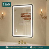 Framed LED Bathroom Rectangle Mirror  Backlit Lighted Vanity Mirror Home Decor with Dimmable Touch Button & Anti-Fog(Optional/On Demand) Function Makeup Mirror with Light, Wall Mounted Smart Shaving Mirror with multi light option